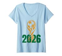 Mujer USA World Football 2026 Campeón del Juego de Equipos Ganadores Fútbol Camiseta Cuello V
