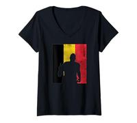 Mujer USA World Football 26 Bélgica Team Champion Fun Flag Ganadores Camiseta Cuello V