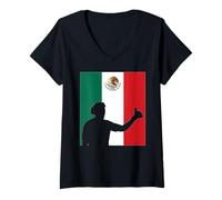 Mujer USA World Football 26 Campeón de Equipo Mexicano Fun Flag Ganadores Camiseta Cuello V