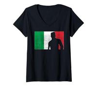 Mujer USA World Football 26 Italia Team Champion Fun Flag Ganadores Camiseta Cuello V