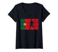 Mujer USA World Football 26 Portugal Team Champion Fun Flag Ganador Camiseta Cuello V