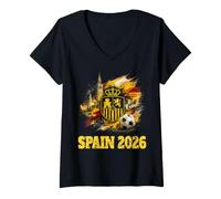 Mujer USA World Football España 26 Fan Pride Ganador Arte Camiseta Cuello V