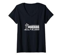 Mujer Ushering Is My Cardio Funny Usher Apreciación Un Usher Orgulloso Camiseta Cuello V