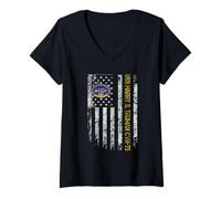 Mujer USS Harry S. Truman CVN-75 - Bandera para veteranos Camiseta Cuello V