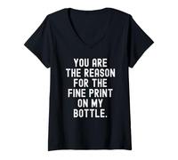 Mujer Usted es la razón de la Letra pequeña en mi Botella Witty Camiseta Cuello V