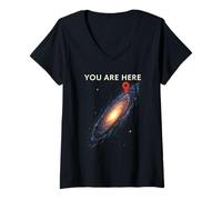 Mujer Usted está aquí Nuestra Ubicación en el Universo Vía Láctea Galaxia Camiseta Cuello V