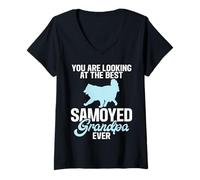 Mujer Usted está Mirando al Mejor Samoyedo Abuelo jamás Samoyedo Camiseta Cuello V