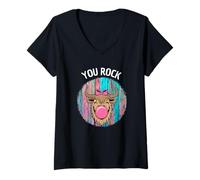 Mujer Usted Rock Bull Bison Lets Rock Camiseta Cuello V