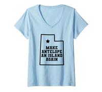 Mujer Utah Make Antelope an Island Again Great Salt Lake Camiseta Cuello V
