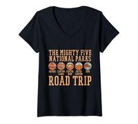 Mujer Utah Mighty Five 5 Parques Nacionales Viaje Camping Senderismo Camiseta Cuello V