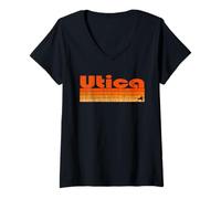 Mujer Utica, estilo retro de los años 80 de Nueva York Camiseta Cuello V