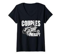 Mujer UTV Parejas Terapia UTV Equitación Lado A Lado Offroad Mudding Camiseta Cuello V