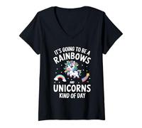 Mujer Va a ser un Unicornio Divertido arcoíris y Unicornios Camiseta Cuello V