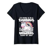 Mujer Va a ser un Unicornio Genial del día del Arco Iris y Unicornios Camiseta Cuello V
