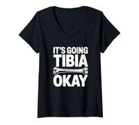Mujer Va Bien Tibia - Doctor Divertido Camiseta Cuello V