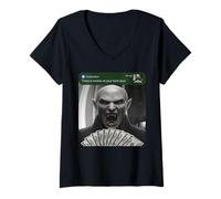 Mujer Va, mpire Hay Movimiento en tu Puerta Principal Halloween Horror Camiseta Cuello V