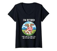 Mujer Vaca jubilada I'm Done You Can't Make Me Funny Humor Camiseta Cuello V