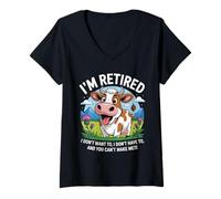 Mujer Vaca jubilada I'm Done You Can't Make Me Funny Humor Camiseta Cuello V