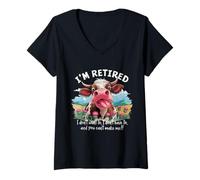 Mujer Vaca jubilada I'm Done You Can't Make Me Funny Humor Camiseta Cuello V