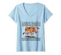 Mujer Vaca Odio Cuando Estoy Hablando Conmigo Sarcástico Camiseta Cuello V