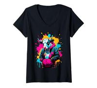 Mujer Vaca Streetwear Graffiti | Animal Hip Hop Camiseta Cuello V