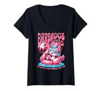 Mujer Vacaciones a Juego en Barbados Camiseta Cuello V