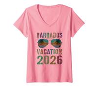 Mujer Vacaciones Barbados para niños 2026 Vacay Best Ever Travel Matching Camiseta Cuello V