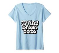 Mujer Vacaciones de Primavera 2026 Graffiti Negro Blanco Letras Camiseta Cuello V