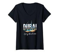 Mujer Vacaciones de Vacaciones en Dubai Spring Break 2026 Camiseta Cuello V