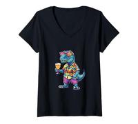 Mujer Vacaciones de verano de brontosaurio de dinosaurios geniales Camiseta Cuello V