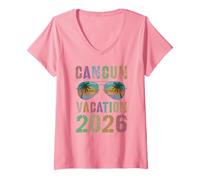 Mujer Vacaciones en Cancún 2026 para niños, Viaje de natación a Juego Camiseta Cuello V