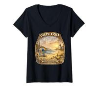 Mujer Vacaciones en Cape Cod Beach Massachusetts Boda en Cape Cod Camiseta Cuello V