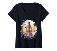 Mujer Vacaciones En El Gran Ben Aventura Londres Camiseta Cuello V