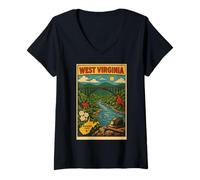 Mujer Vacaciones en West Virginia Viaje Familiar a Mountain State Camiseta Cuello V