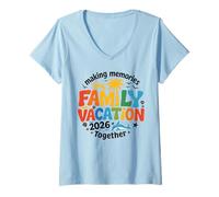 Mujer Vacaciones Familiares 2026 Hacer Recuerdos Juntos Emparejar niños Camiseta Cuello V