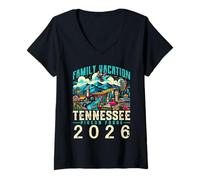 Mujer Vacaciones Familiares en Tennessee Smoky Mountains 2026 Pigeon Forge Camiseta Cuello V