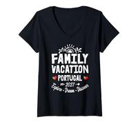 Mujer Vacaciones Familiares Portugal 2027 | Family Travel Squad Camiseta Cuello V