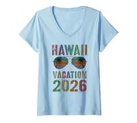Mujer Vacaciones Hawaii para niños 2026 Vacay Holiday Travel Matching Camiseta Cuello V