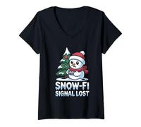 Mujer Vacaciones Tecnología Humor Nieve Conexión Navidad Amor Ropa Camiseta Cuello V