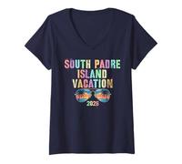 Mujer Vacaciones Vintage en la Isla del Padre Sur 2026 Vacay Swim Travel Camiseta Cuello V