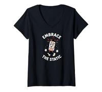 Mujer Vacuum Tube Audiophile Vintage Embrace The Static Art Camiseta Cuello V