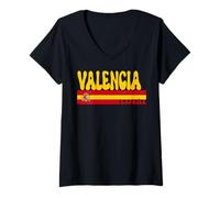 Mujer Valencia Ciudad España Vintage Estética Vacaciones de Verano Camiseta Cuello V