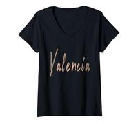 Mujer Valencia España Diseño Vintage Elegante Camiseta Cuello V