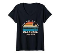Mujer Valencia, España Eclipse Solar Total 2026 Camiseta Cuello V