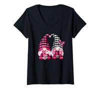 Mujer Valentines Accessories Buffalo Plaid Design with Cute GNOME Camiseta Cuello V