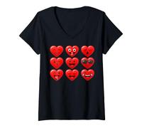 Mujer Valentines Silly Faces Hearts Funny Boys Girls Camiseta Cuello V