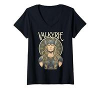 Mujer Valkyrie Mujer Vikinga Fuerte Mujer Nórdica Guerrera Mitología Camiseta Cuello V