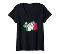 Mujer Valle de Aosta Italia Región Retro Mapa Vintage Souvenir Camiseta Cuello V