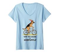 Mujer Vamos a causar un lío al Pastor alemán Funny Weirdcore Camiseta Cuello V