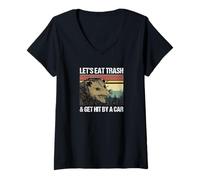 Mujer Vamos a Comer Basura y Conseguir golpeado por un Coche Camiseta Cuello V